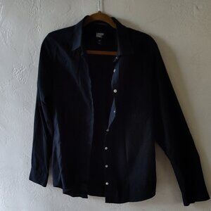 Lands End thin button-up blouse, black, women's size 10 Tall